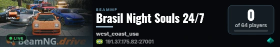 Brasil Night Souls 24/7 live status badge