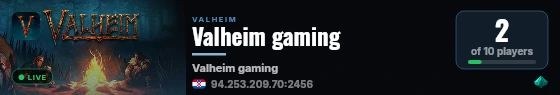 Valheim gaming live status badge