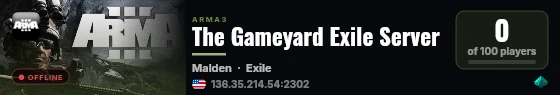 The Gameyard Exile Server live status badge