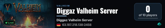 Diggaz Valheim Server live status badge