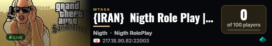 {IRAN}  Nigth Role Play | Server Iranian Rp . FPS +60 . Best SV live status badge