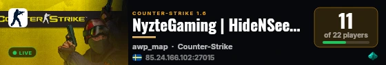 NyzteGaming | HideNSeek [ClassMod] [AI-Bots] [NoSlowdown] [Easy live status badge