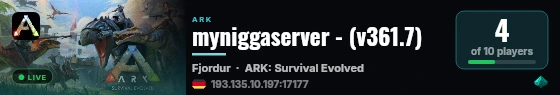myniggaserver - (v361.7) live status badge