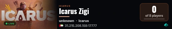 Icarus Zigi live status badge