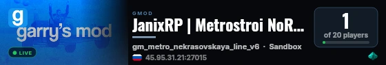 JanixRP | Metrostroi NoRank | 8 wagons live status badge