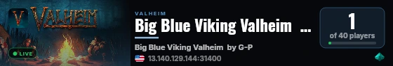 Big Blue Viking Valheim  by G-Portal.com live status badge