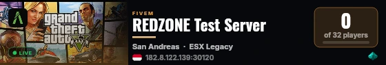 REDZONE Test Server live status badge