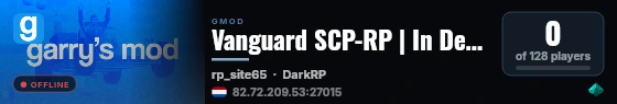 Vanguard SCP-RP | In Development live status badge