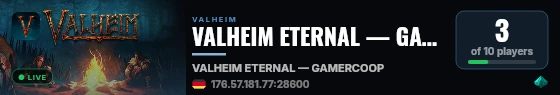 VALHEIM ETERNAL — GAMERCOOP live status badge
