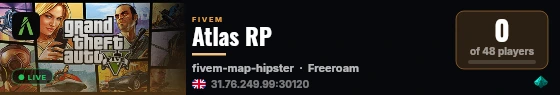 Atlas RP live status badge