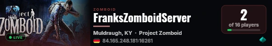 FranksZomboidServer live status badge