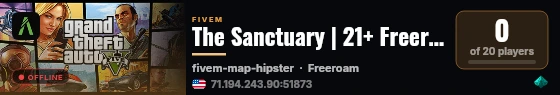 The Sanctuary | 21+ Freeroam live status badge