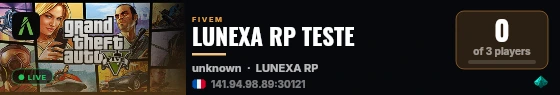 LUNEXA RP TESTE live status badge
