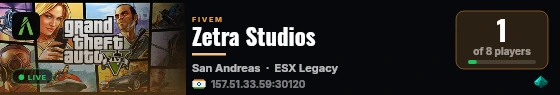 Zetra Studios live status badge