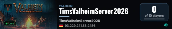 TimsValheimServer2026 live status badge