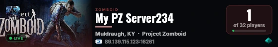 My PZ Server234 live status badge