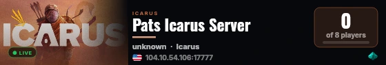 Pats Icarus Server live status badge