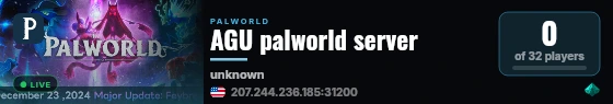 AGU palworld server live status badge