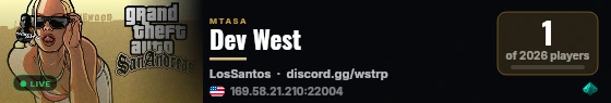 Dev West live status badge