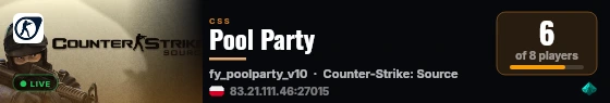 Pool Party live status badge