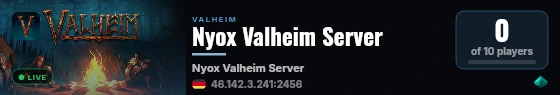 Nyox Valheim Server live status badge