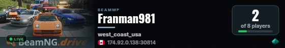 Franman981 live status badge