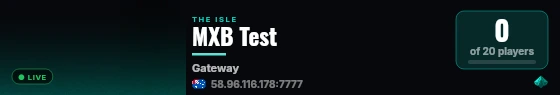 MXB Test live status badge