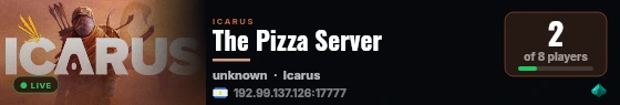 The Pizza Server live status badge