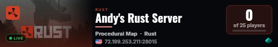 Andy's Rust Server live status badge