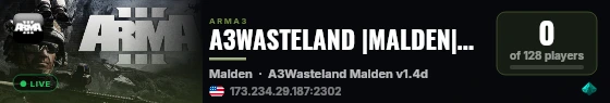 A3WASTELAND |MALDEN|284$ERVER|discord.gg/HerdsqV live status badge