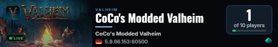 CoCo's Modded Valheim live status badge