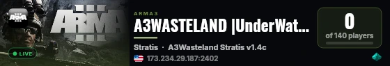 A3WASTELAND |UnderWater|STRATIS|284$ERVER|NUKES|discord.gg/Herd live status badge