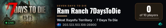 Ram Ranch 7DaysToDie live status badge