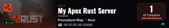 My Apex Rust Server live status badge