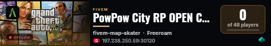 PowPow City RP OPEN Chính Thức live status badge