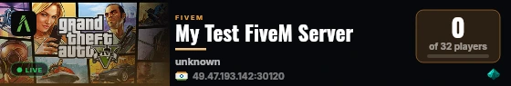 My Test FiveM Server live status badge