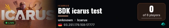 BDK icarus test live status badge