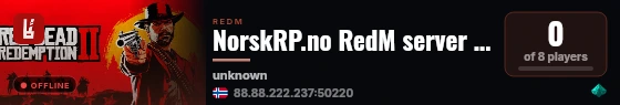 NorskRP.no RedM server kommer snart! live status badge