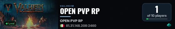 OPEN PVP RP live status badge