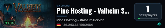 Pine Hosting - Valheim Server live status badge