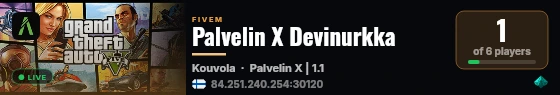 Palvelin X Devinurkka live status badge