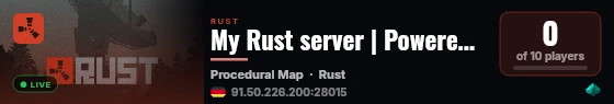 My Rust server | Powered by AMP live status badge
