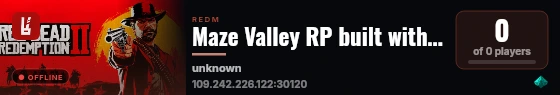 Maze Valley RP built with VORPCore! live status badge