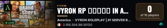 VYRON RP ───⟆► IN ARRIVO ◄⟆─── live status badge