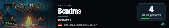 Bendras live status badge