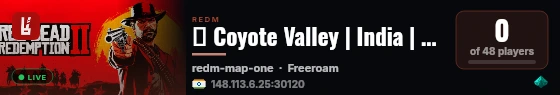 🤠 Coyote Valley | India | RedM RP | EN live status badge