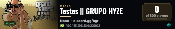 Testes || GRUPO HYZE live status badge