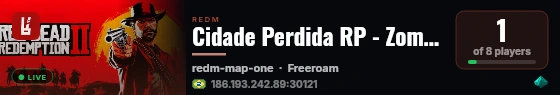 Cidade Perdida RP - Zombie Ownership Lab live status badge