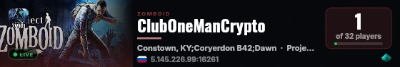 ClubOneManCrypto live status badge