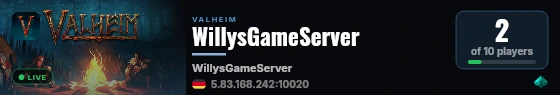 WillysGameServer live status badge